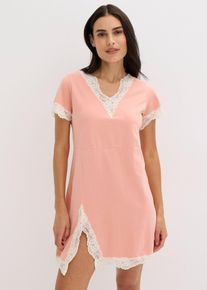 Chemise de nuit courte avec dentelle - rose - taille 46/48 (L) avec coton - bonprix