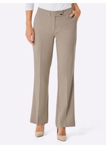 CREATION L PREMIUM Dames Broek met persplooien van TENCEL in sesam ,maat 36, Witt, 63% Lyocell, 37% Polyester