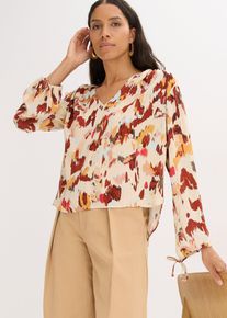 Blus med metalliserat garn - beige - storlek 36 - bonprix