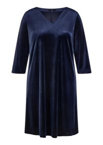 Emilia Lay - Samt-Kleid mit V-Ausschnitt, blau, Gr. 52, Kunstfaser