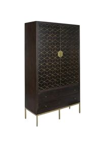 DKD Home Decor, Kommode + Sideboard, Cupboard 100 x 40 x 175 cm Black Metal Acacia (100 x 40 x 175 cm)