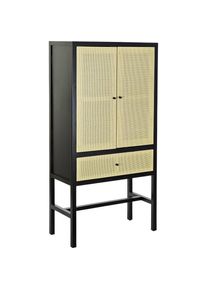 DKD Home Decor, Kommode + Sideboard, Cupboard 80 x 38 x 160 cm Fir Natural Black (80 x 38 x 160 cm)