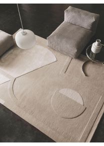 Tapis poil ras Caren Cr&egrave;me 250x350 cm - Tapis poil court design moderne pour salon