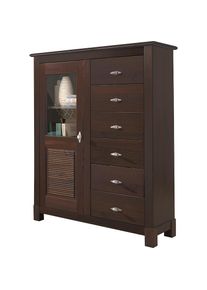 Home Affaire, Highboard &raquo;Rauna&laquo; Vitrine, Breite 103 cm, FSC -zertifiziertes Massivholz, dunkelbraun, B/H/T: 111,5 cm x 136 cm x 38 cm, dunkelbraun