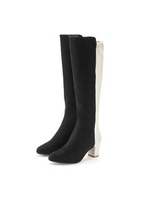 Lascana, Damen, Stiefel Langer Stiefel, Stiefelette mit Blockabsatz in zweifarbiger Optik, schwarz/wei&szlig;, 37, schwarz/wei&szlig;, Stiefel mit Langschaft in 
