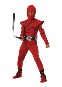 Ninja Fighter Costume for Kids, red