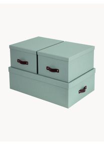 BIGSO BOX OF SWEDEN Set de cajas Inge, 3 uds. Verde Cuero Set de diferentes tamaños