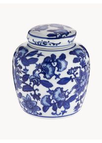HD COLLECTION Wazon z porcelany z pokrywką Annabelle Niebieski, Biały Porcelana Ø 11 x W 13 cm