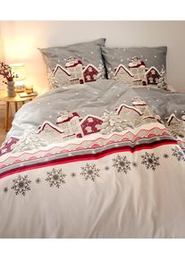 Biancheria da letto con casette, Grigio, Taglia 1 (1 da 80x80 cm, 1 da 135x200 cm), bonprix