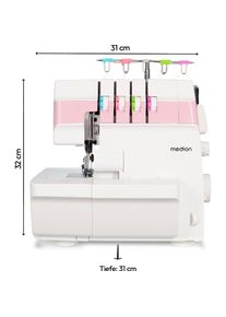 Medion Life Overlock SO90, Nähmaschine, Weiss, Rosa