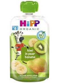 HiPP Príkrm ovocnýis BIO 100% ovocia hruška, banán, kiwi 100g