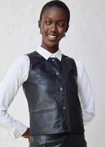 bonprix Femei Vestă din piele nappa de miel, negru, 44