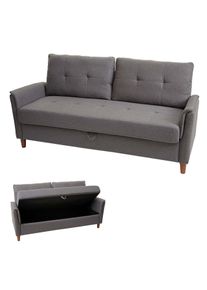 3er Sofa HWC-H23, Loungesofa Dreisitzer Couch, Stecksystem Staufach ~ Stoff/Textil, grau