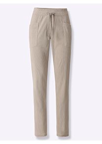 Dames Ribcordbroek met comfortband rondom in sesam ,maat 36, WITT, 100% Polyester