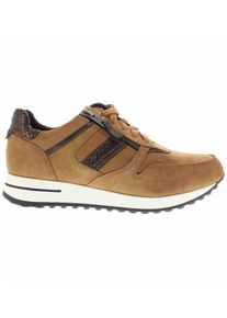 Dames Sneaker met verwisselbaar voetbed in camel ,maat 36, Witt, 80% Nubuckleer, 15% Glad leer, 5% Lakleer