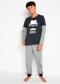 Pyjamas (2 delar) - gr&aring; - storlek 128/134 - bonprix