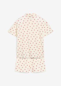 Kort pyjamas av ekologisk bomull med knappsl&aring; (2 delar) - vit - storlek 152/158 - bonprix