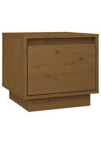 Mesita de noche madera maciza de pino marrón miel 35x34x32 cm