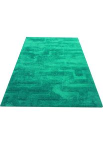 LeGer Home by Lena Gercke , Hochflor-Teppich »Jolina«, rechteckig, 30 mm Höhe, Shaggy Teppiche, Hoch-Tief-Struktur, Wohnzimmer, Schlafzimmer , grün...