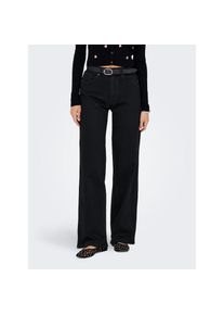 Only, Damen, High-waist-Jeans &raquo;ONLJUICY HW WIDE DNM REA670&laquo;, Black Denim, L&auml;nge 30, 25 -L&auml;nge 30, Black Denim, Jeans von Only