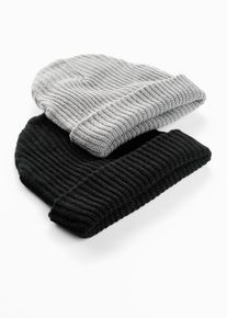 Strikkelue (2-pack), svart, størrelse Onesize, bonprix
