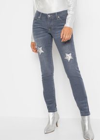 Jeans skinny con stelle vita bassa, Blu, Taglia 46, bonprix