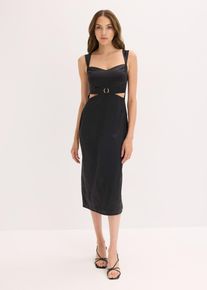 Abito lungo in satin fluente, Nero, Taglia 46, bonprix