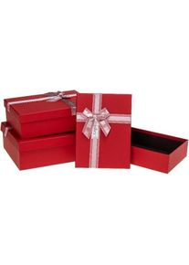 Rozette, Geschenkverpackung, Geschenkbox mit Schleife, 3 Stück, rot ROSETT (Geschenkbox, 3 x)
