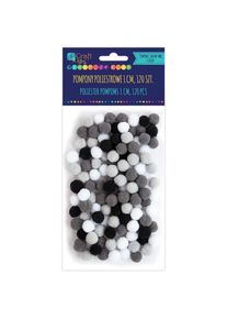 DP Craft Weisse und schwarze Pompons aus Polyester. 1cm rosa 120Stk