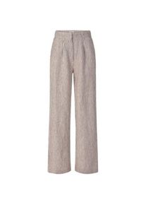 Knowledge Cotton Apparel Damen-Leinenhose gestreift Braun-Weiß S