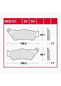 TRW Lucas Bremsbeläge Sintermetall Street MCB671SV 108,5x40,1x7,7mm - Motorradteile - Bremsen - Motorrad Bremsbeläge