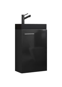 Mid.you Waschtischkombi , Schwarz , Metall , Sperrholz , 40.5 cm , hängend , Badezimmer, Waschbecken & Armaturen, Waschtische