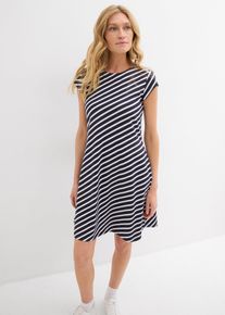 Jersey jurk in een aansluitend model - blauw - maat 44/46 (L) - met katoen - bonprix