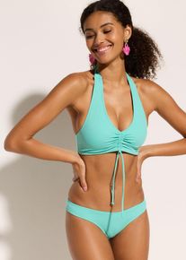Bikini met halternek (2-dlg. set) met plooitjes - groen - maat 48 - bonprix