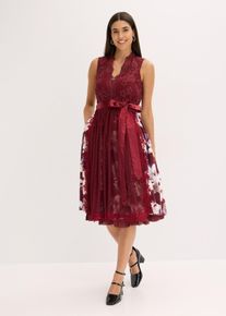 Dirndl met borduursel en fluwelen rokdeel (2-dlg. set) - rood - maat 54 - satijn - bonprix