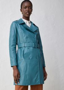 Lange leren jas - petrol - maat 38 - nappaleer - bonprix
