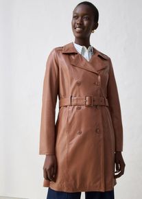 Lange leren jas - bruin - maat 46 - nappaleer - bonprix