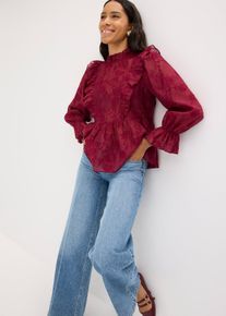 Bluse mit Stickerei, rot, Größe 48, bonprix