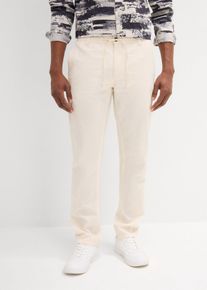 Regular Fit Chinohose aus luftigem Leinen-Mix Straight, beige, Größe 62, Leinen, bonprix