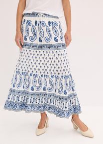 Maxirock aus reiner Baumwolle, blau, Größe 52, 100% Baumwolle, bonprix