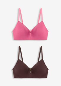 Schalen-BH ohne B&uuml;gel mit Baumwolle (2er Pack), rot, Gr&ouml;&szlig;e 90A, mit Baumwolle, bonprix
