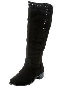 sheego Damen Weitschaftstiefel mit Nietenverzierung in schwarz ,Gr&ouml;&szlig;e 43, Witt, 100% Polyester