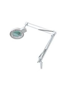 Velleman Lámpara de lupa con abrazadera, brazo giratorio, interruptor on/off, lámpara 22W, aumento 2.25x, para lectura, pasatiempos y trabajo, blanco.