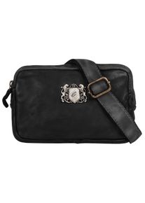 Samantha Look Schoudertas echt leer, made in italy dames tassen zwart