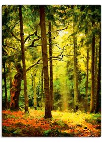 Artland Artprint op linnen Bos II gespannen op een spieraam foto schilderijen groen