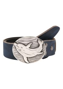 RETTUNGSRING by showroom 019° RETTUNGSRING by showroom 019° Leren riem Koppelgesp met diermotief, verwisselbaar dames brede riemen maat 100 blauw
