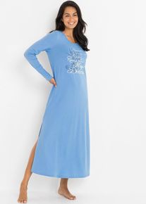 Nattlinne i l&aring;ng modell av ekologisk bomull - bl&aring; - storlek 48/50 (XL) - bonprix