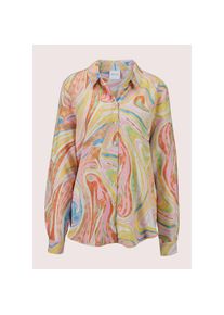 Madeleine Mode MADELEINE , Hemdbluse »Bluse Longbluse mit Unikat-Print« , weiß / gelb / blau , 40 , 40 , offener Hemdkragen