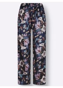 wäschepur Dames Pyjama in paars/marine gedessineerd ,maat 36/38, Witt, 95% Viscose, 5% Elastan. Broek: 100% Polyester