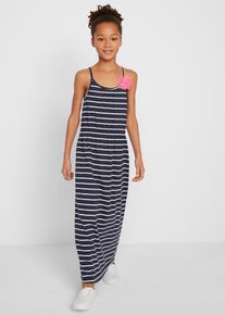 bonprix Rochie maxi cu floare deco, bumbac bio, albastru, 170